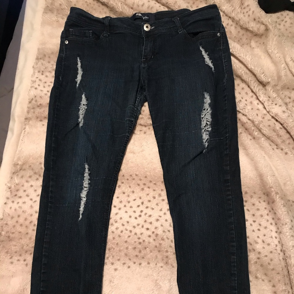 Dark Wash Ripped Jeans